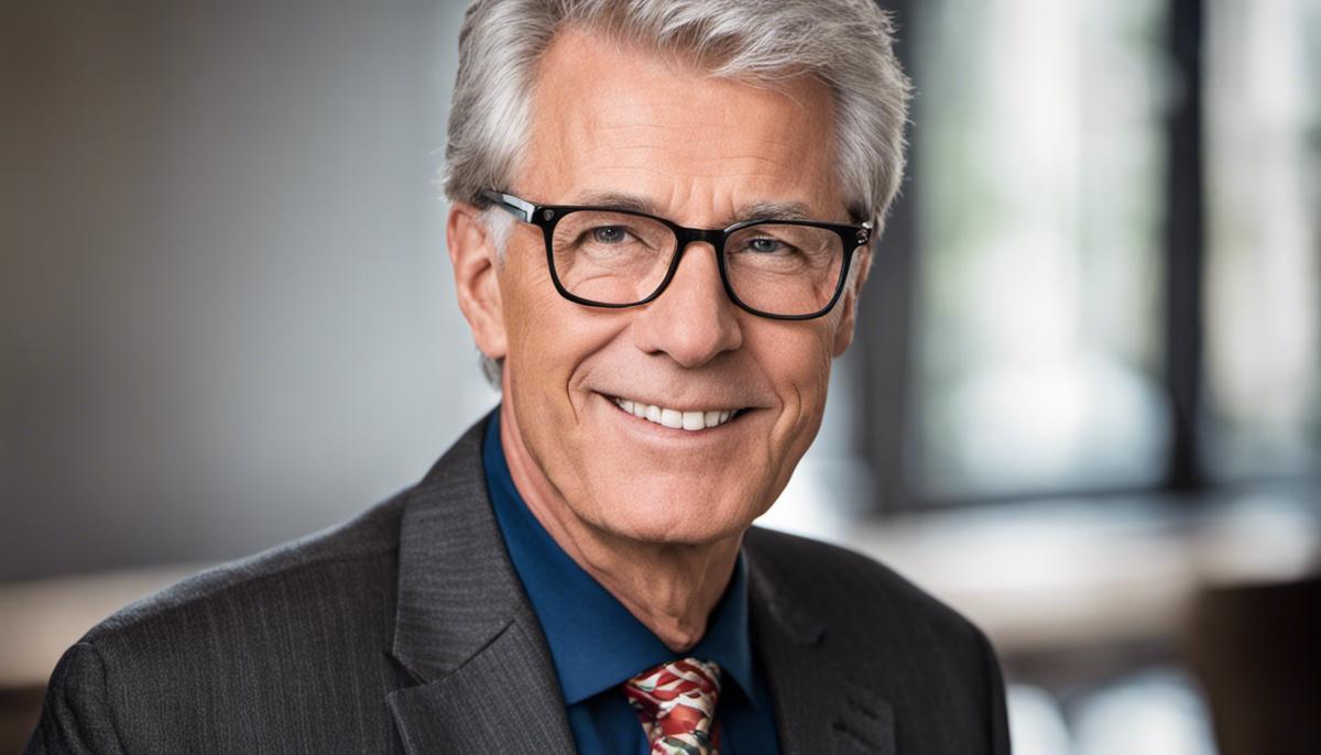 A headshot of John Kotter, a man with gray hair and glasses, known for his contributions to leadership and change management.