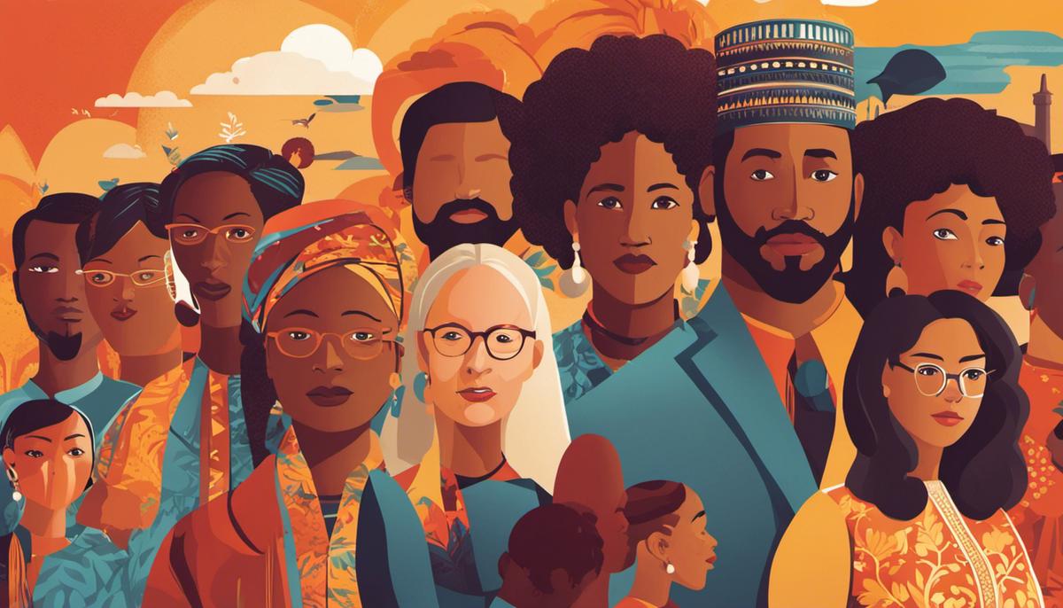 Illustration depicting a diverse group of people with different cultural backgrounds, highlighting the impact of culture on leadership style