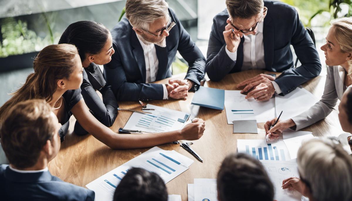 An image showing a group of people discussing and making decisions together, representing the importance of decision-making in leadership.