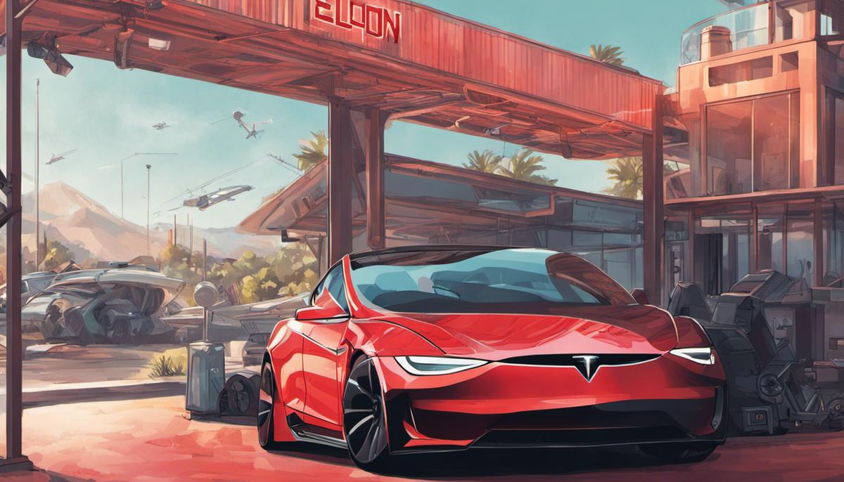 Illustration of Elon Musk's innovative thinking and leadership in the tech industry