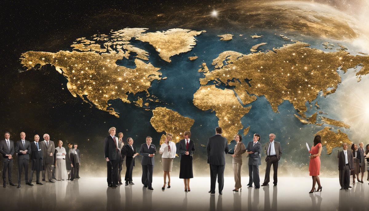 Image depicting visionary leaders shaping the world, representing the positive impact of ethical leadership on companies and society