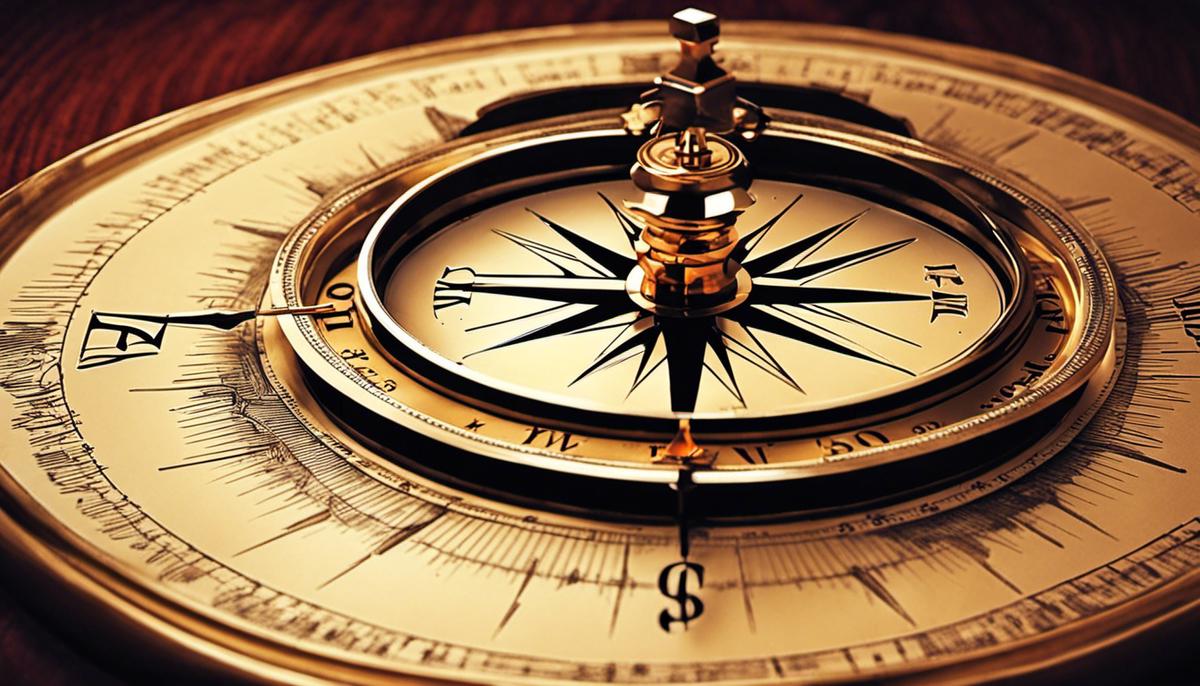 Image of a compass guiding a ship in the right direction, symbolizing financial acumen in product management.