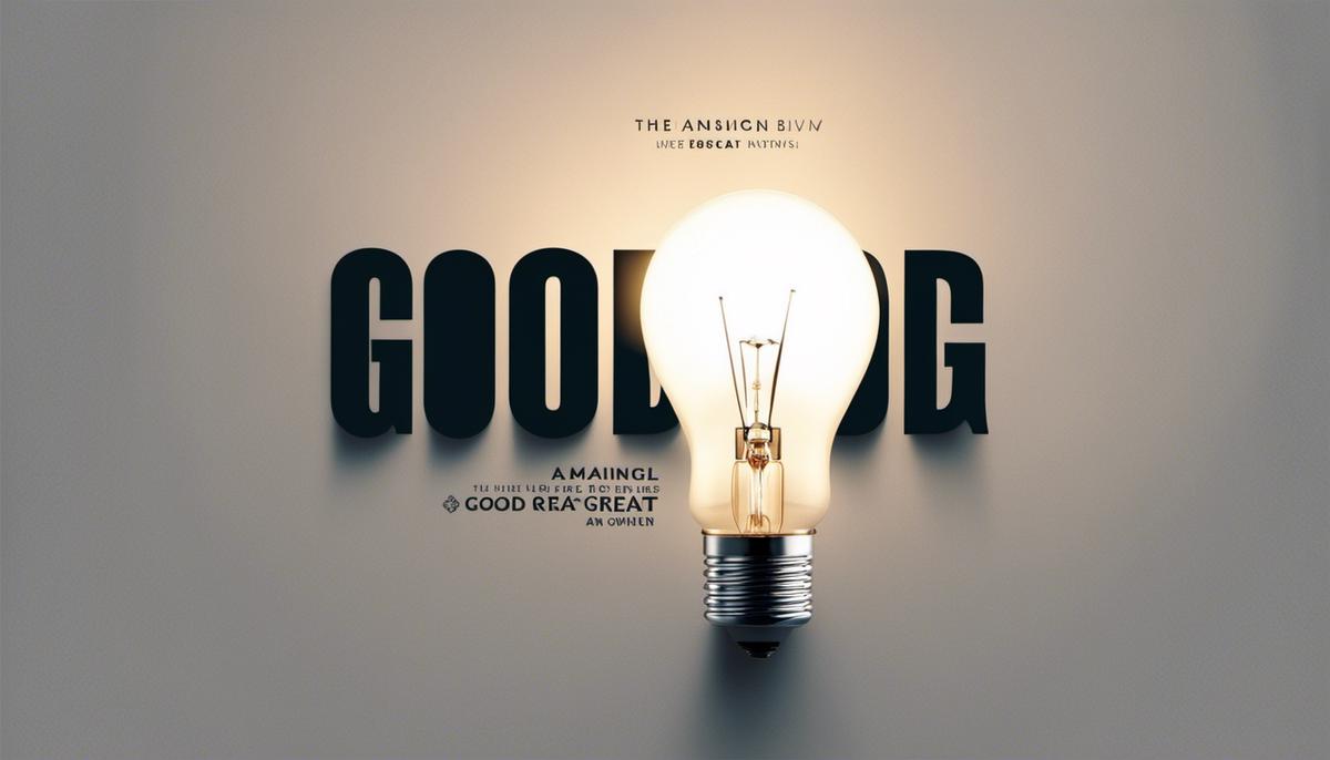 Book cover of Good to Great showing a lightbulb with the title written in bold, black letters.