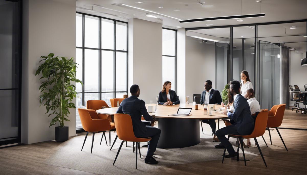 A diverse team discussing ideas and communicating effectively in a meeting room