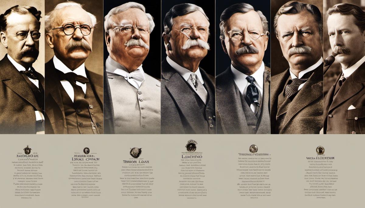 A collage of leadership quotes. The images include portraits of Mark Twain, Theodore Roosevelt, Tim Cook, Winston Churchill, and Douglas MacArthur.