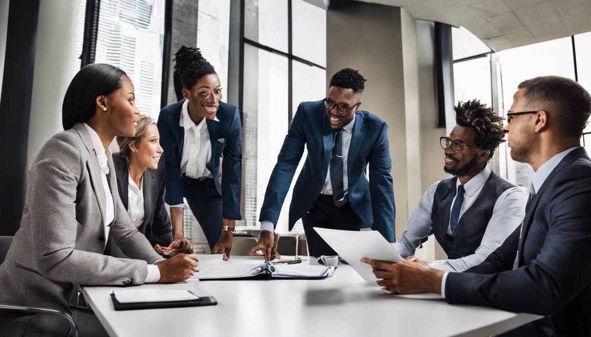 An image depicting a group of diverse professionals collaborating.