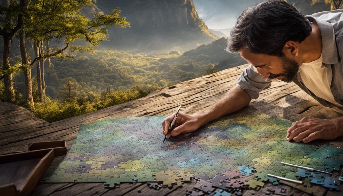 An image showing a man simplifying a complex puzzle.