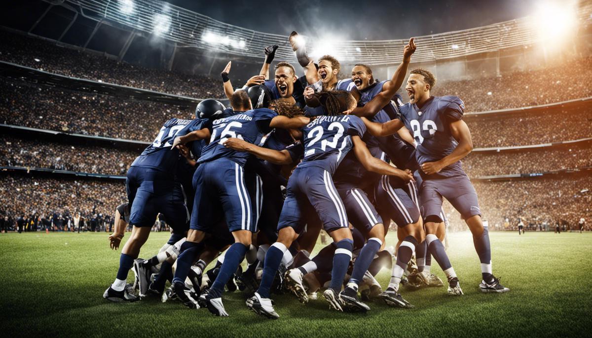 Image of a sports team celebrating success on the field.